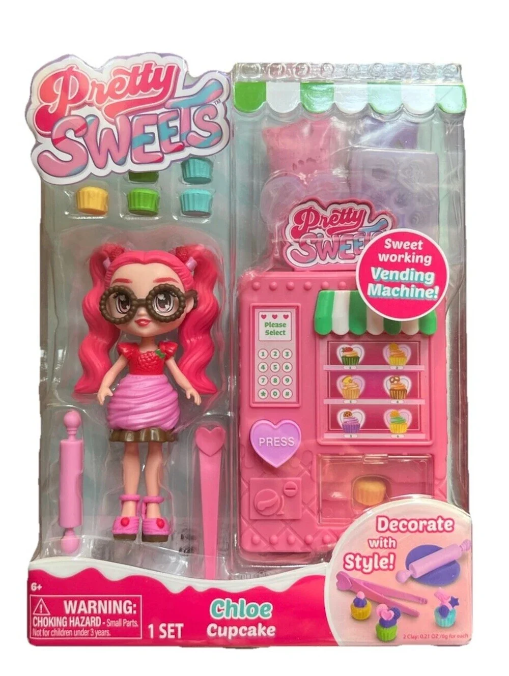 Pretty Sweets Chloe Cupcake 5” Doll and Vending Machine Playset New
